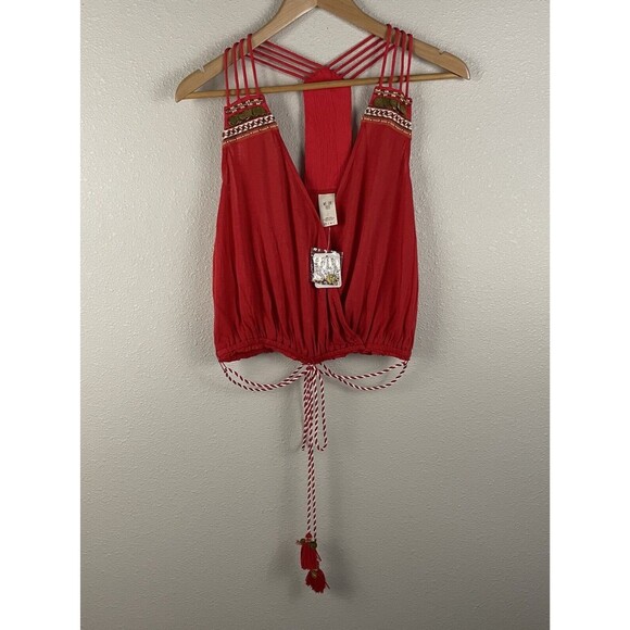 We the Free Womens XS Red Ibiza Tank Embellished Metal Coin Beads - Picture 1 of 9